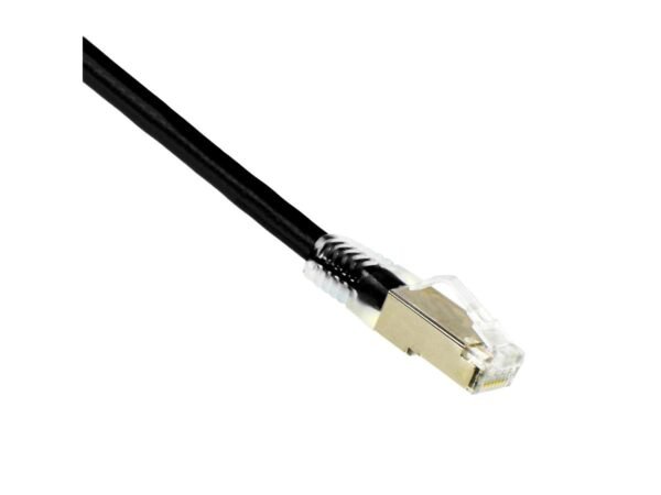 1FT Black Booted CAT6 STP Patch Cable