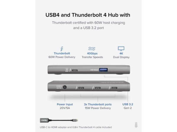 Plugable USB4 Hub, 5-in-1 Thunderbolt 4 Hub - Image 2